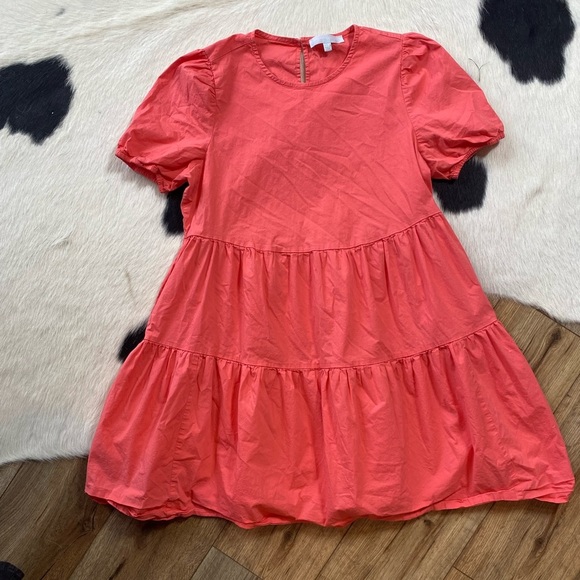 Adyson Parker Coral Tiered Dress with Pockets - Picture 2 of 11